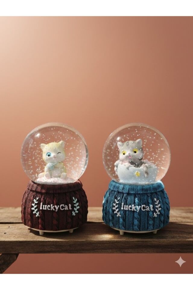 Hediyelik Sevimli Kedi Kar Küresi & Müzik Kutusu koza gift - 1 Adet fiyatıdır