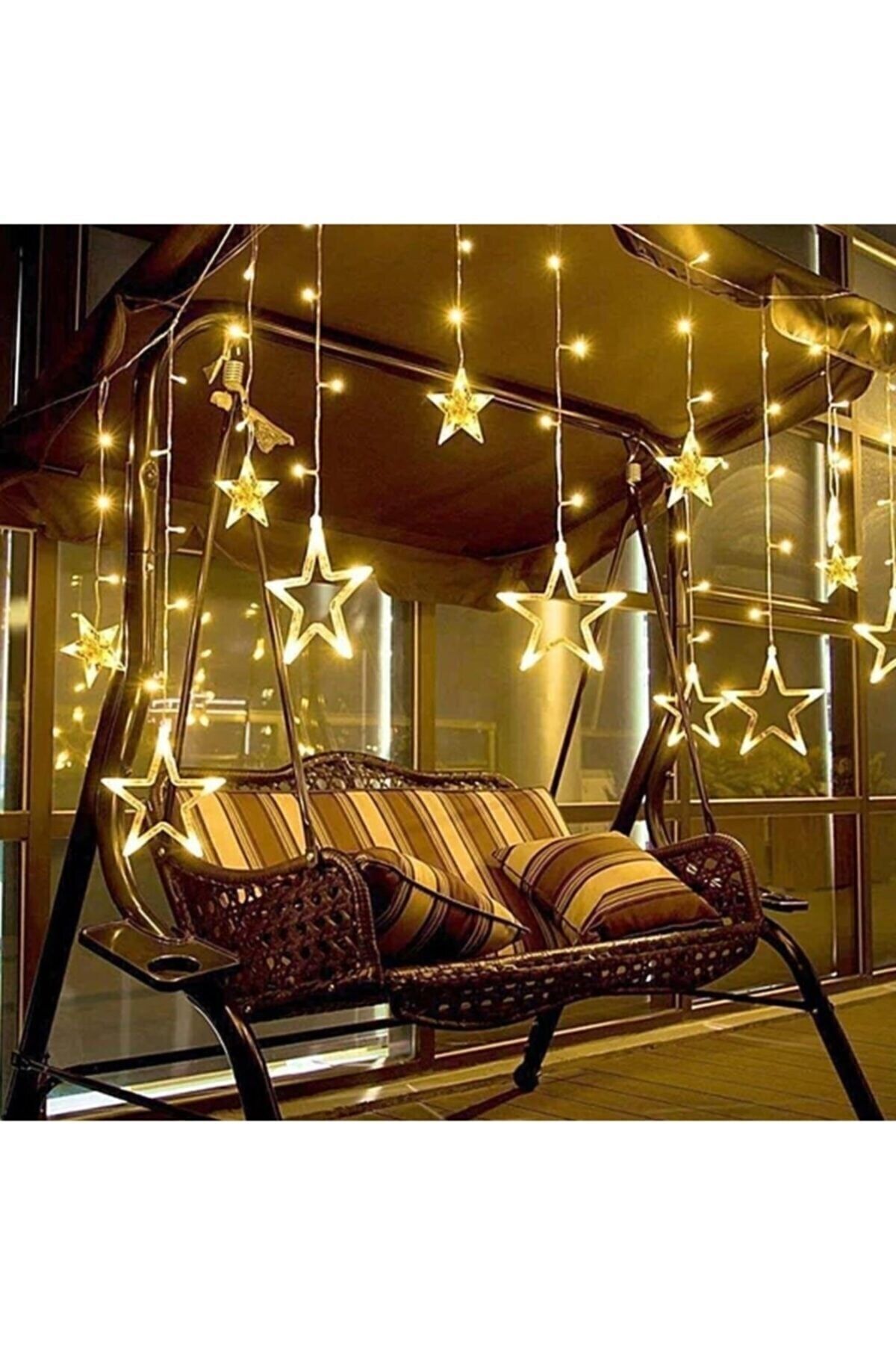 Yıldız Saçak Perde Led 12 Adet Yıldızlı 2,5x1 Metre Rgb SARI - Tek Ebat