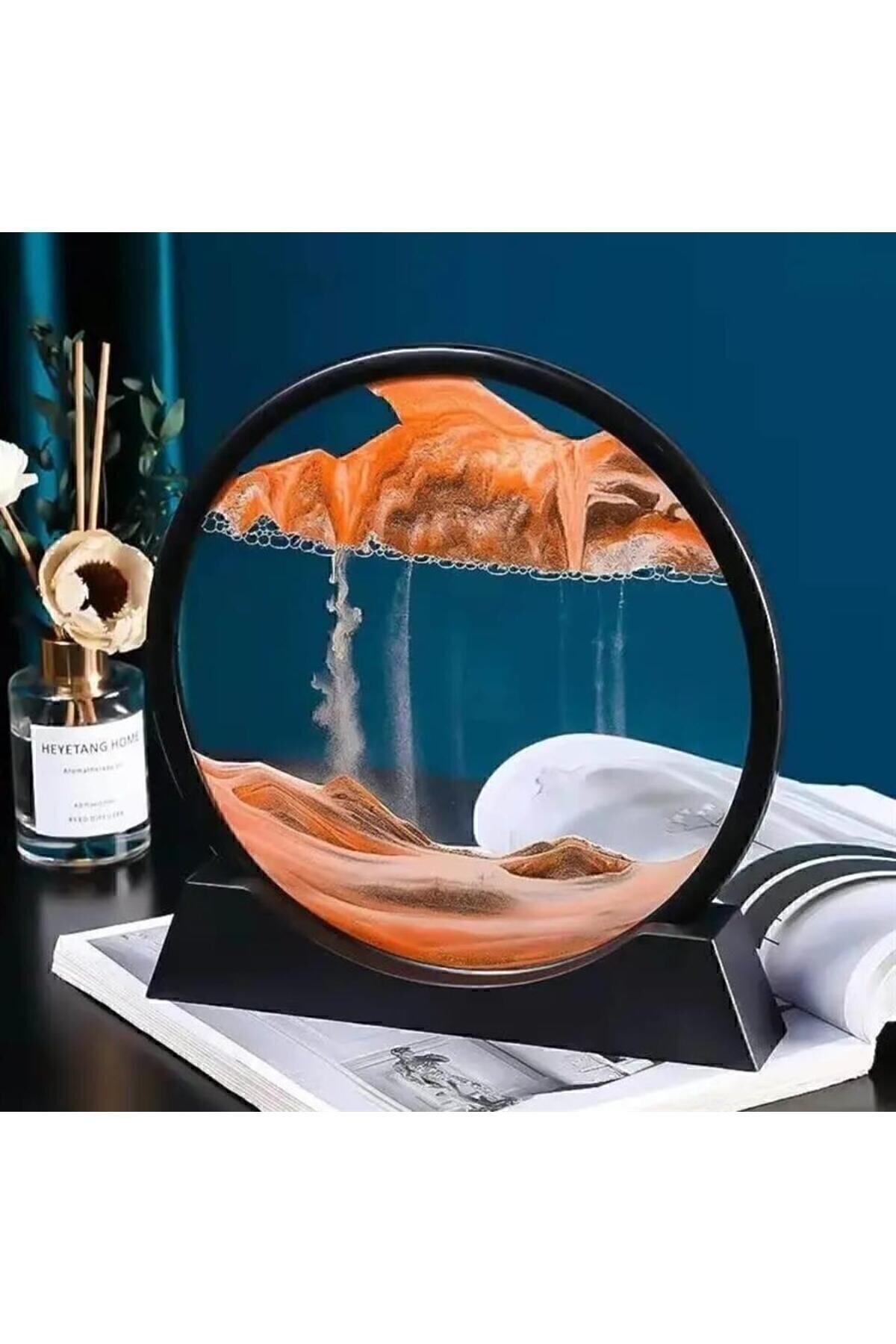 Hareketli Kum Sanat Yuvarlak Cam 3d Kum Saati Derin Deniz Kum Manzarası Kahverengi - Tek Ebat
