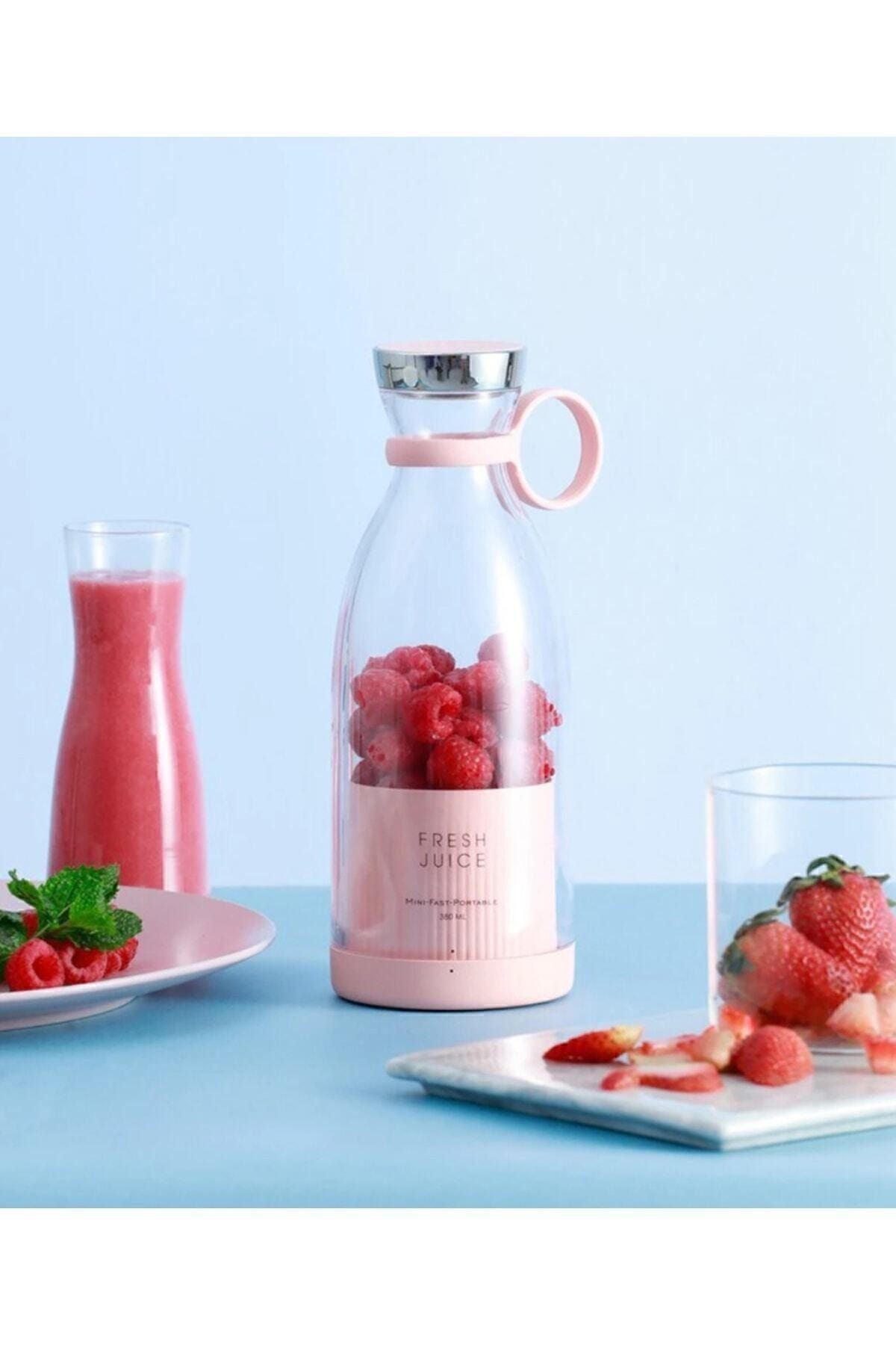 Taşınabilir 350 ml Blender Mini Meyve Karıştırıcı Milkshake Işlevli Blander Smothie (PLASTİK) Pembe - Tek Ebat
