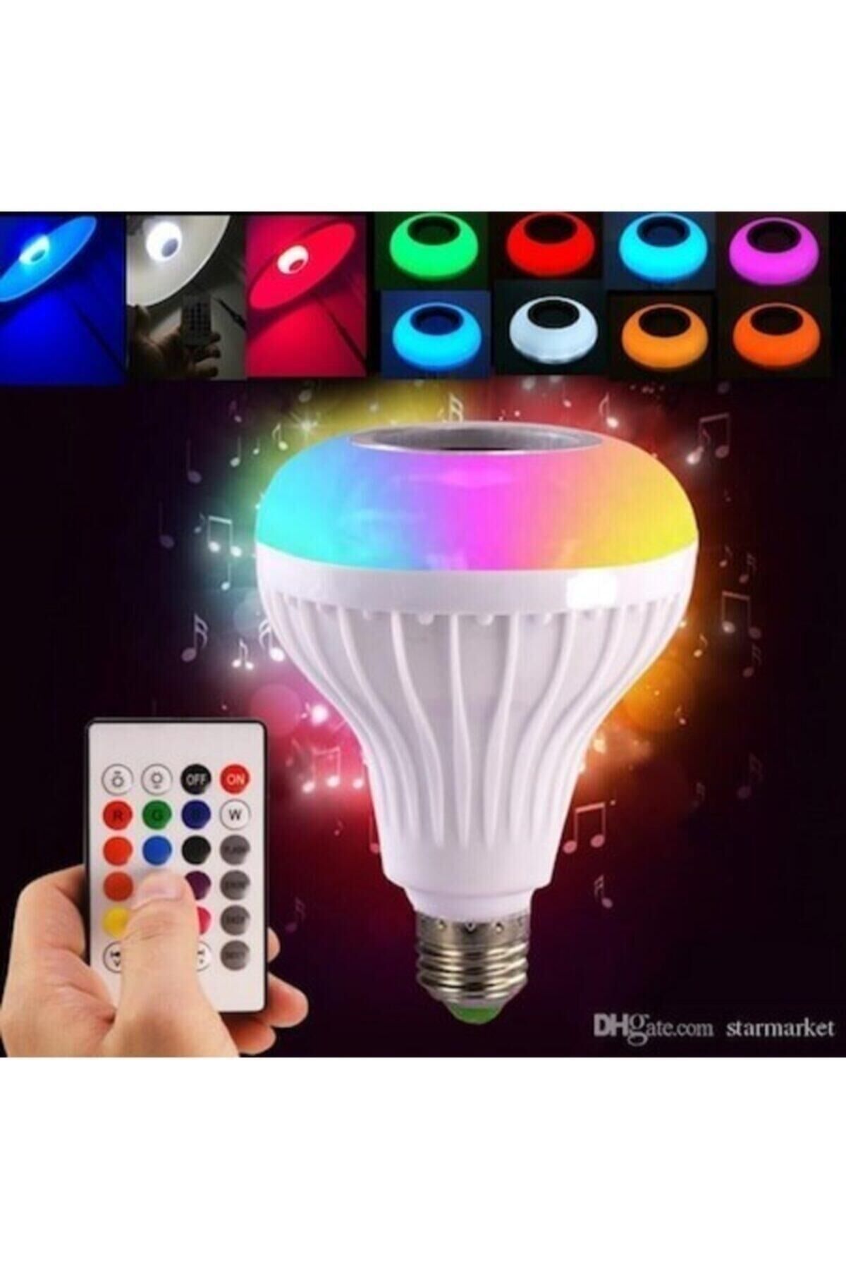 Bluetoothlu Led Ampul Hoparlör Mp3çalar Renkli Led Disko Ampul BEYAZ - Tek Ebat