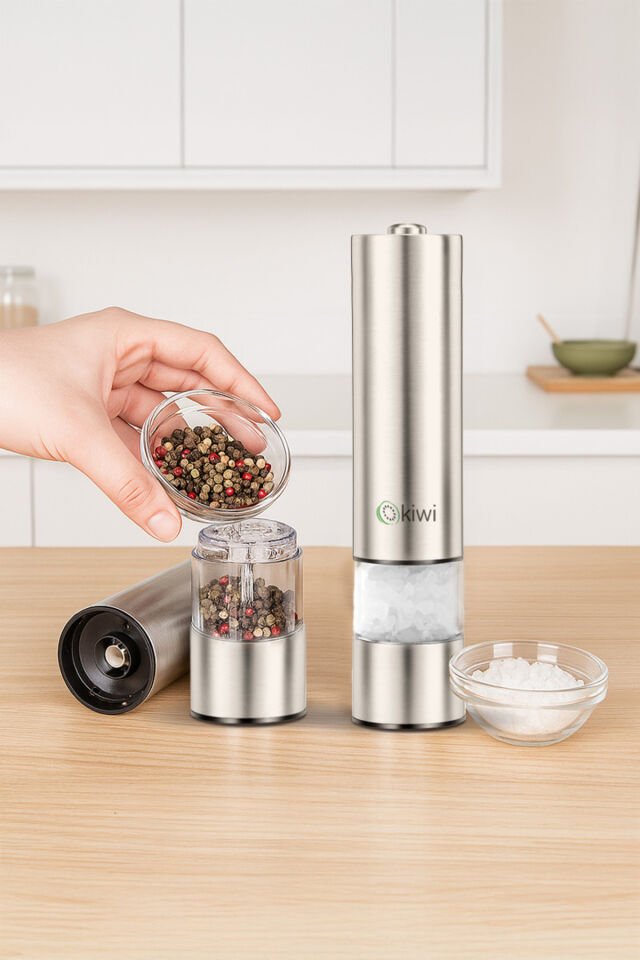 Otomatik Ayarlanabilir Tuz Karabiber Baharat Değirmeni Kiwi Kspg-4806 Inox