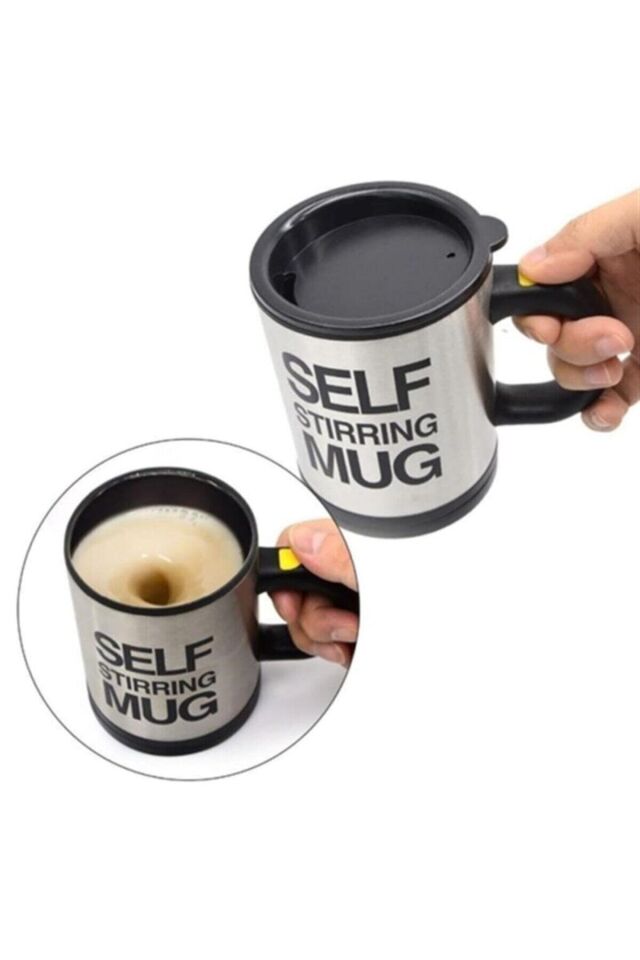 Kendini Karıştıran Mikser Kupa Termos Bardak Siyah - Self Stirring Mug SİYAH - Tek Ebat