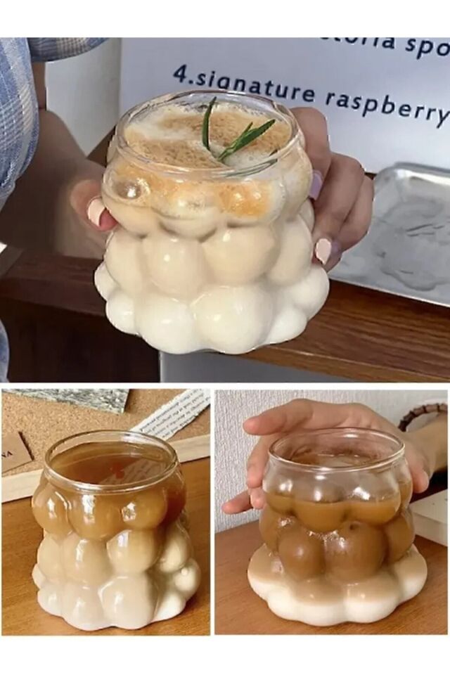 Isıya Dayanıklı Borosilikat Boncuk Şekilli Bardak | Kahve Ve Sunum Bardağı Glrshop Şeffaf - Tek Ebat
