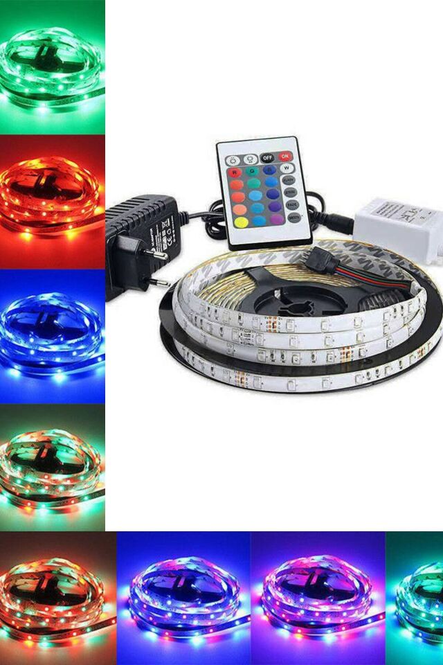 5 Mt. Rgb Şerit Led Seti Kumandalı Animasyonlu Tak Çalıştır Renkli Dekoratif Aydınlatma RGB - Tek Ebat
