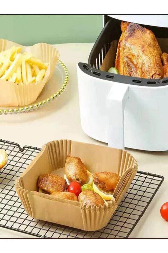 Xl / Xxl Airfry Pişirme Kağıdı 50li Yağlı Kağıt Kraft Kare Tek Ebat