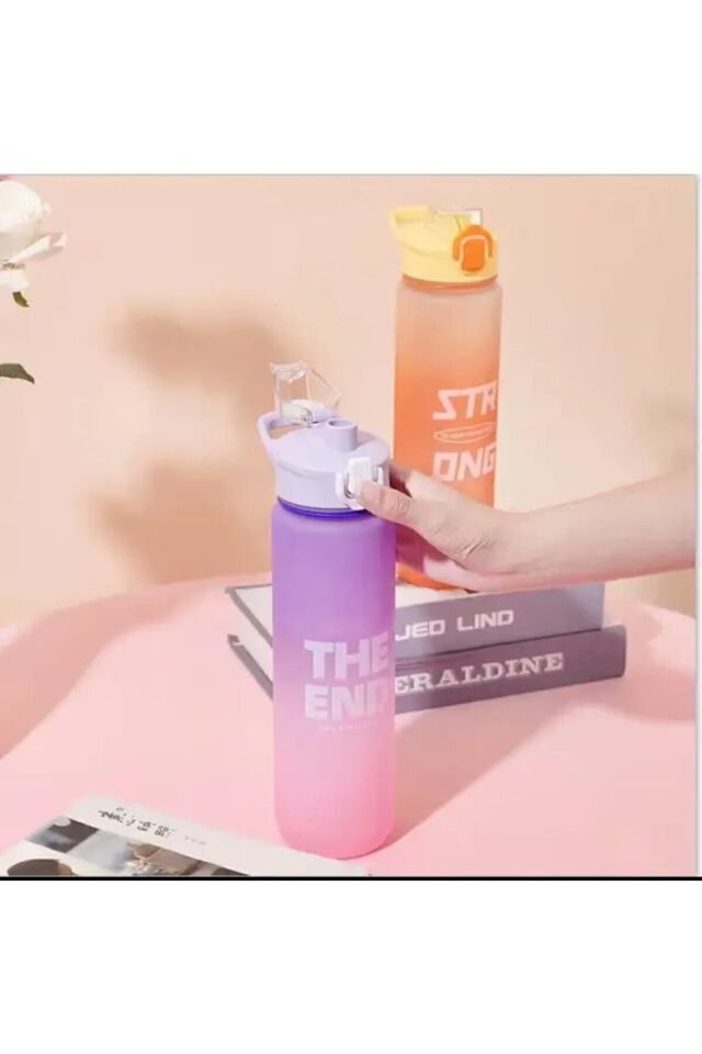 1.000 ml Motivasyonel Su Matarası Su Şişesi Suluk 1 Litre Çok renkli - Tek Ebat