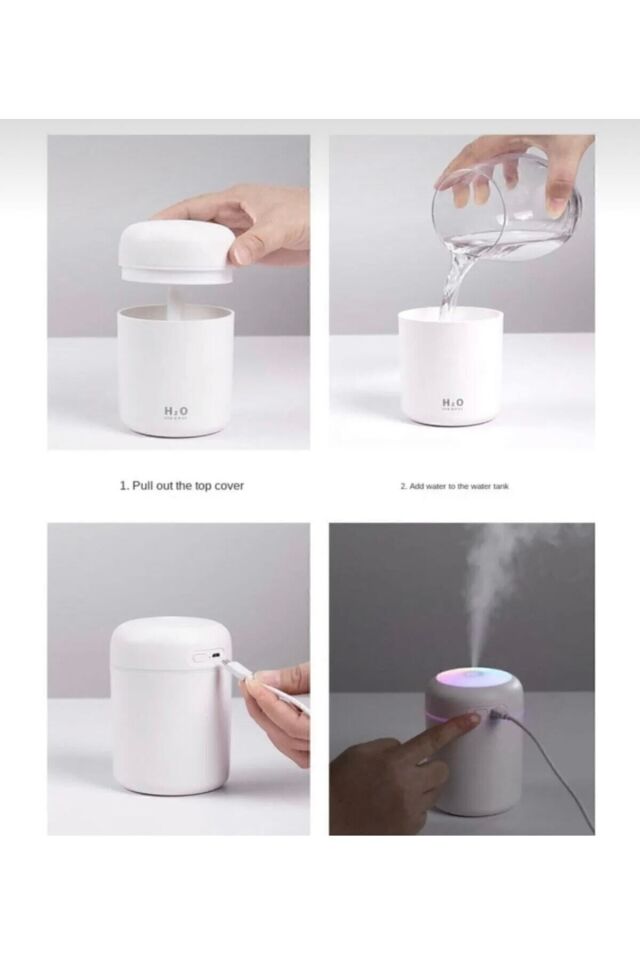Ulrasonik Hava Nemlendirici Ve Aroma Difüzörü 300 Ml Çok renkli - Tek Ebat