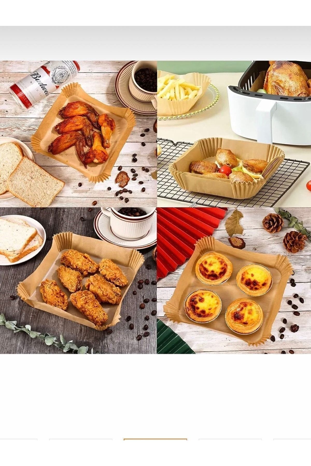 Pişirme Kağıdı Airfryer Xxl Xl Airfryer Yağlı Kağıt Xiaomi Philips Tüm Markalara Uyumlu 50 Adet Tek Ebat