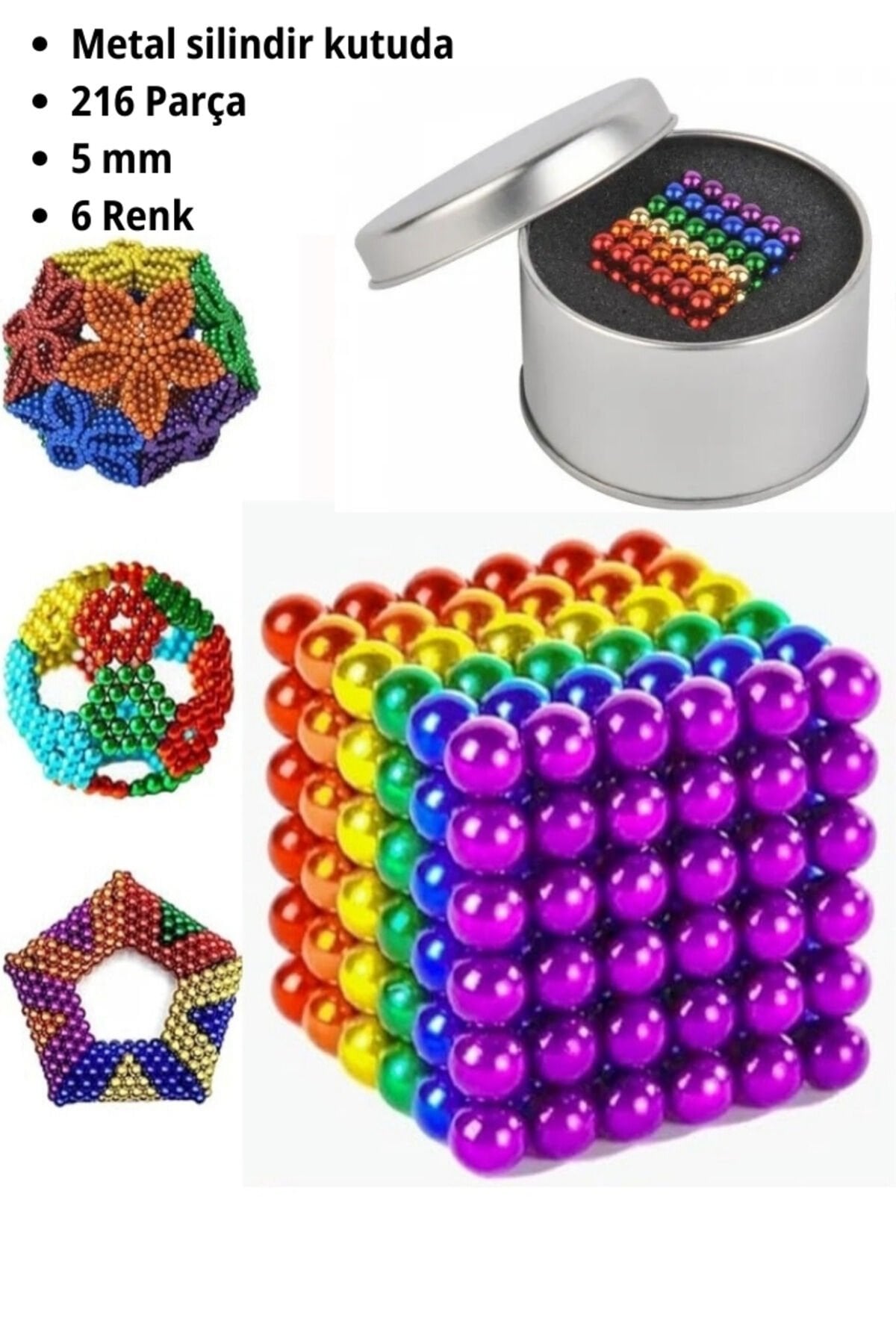 Neo Sihirli Manyetik Toplar Dyum Mıknatıs Küp Bilye 216 Adet Cube Küp Dymium