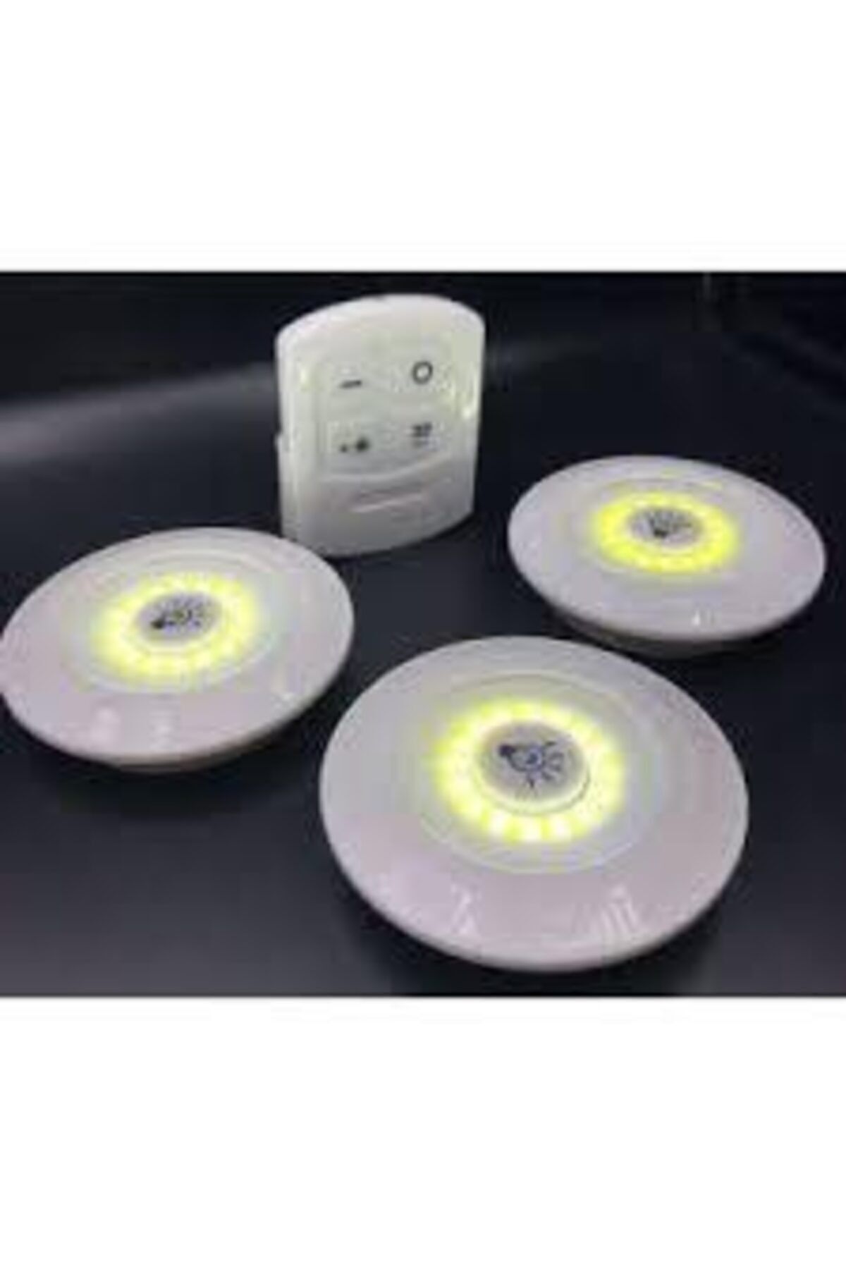 3lü Dokunmatik Işıldak Uzaktan Kumandalı Pilli Spot Led Lamba BEYAZ - Tek Ebat
