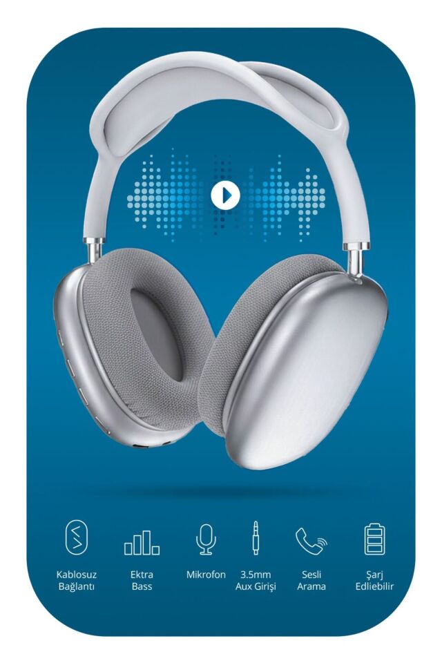 2210 Kablosuz Bluetooth Kulak Üstü Kulaklık / Ayarlanabilir Kafa Bandı / Mikrofon / Aux
