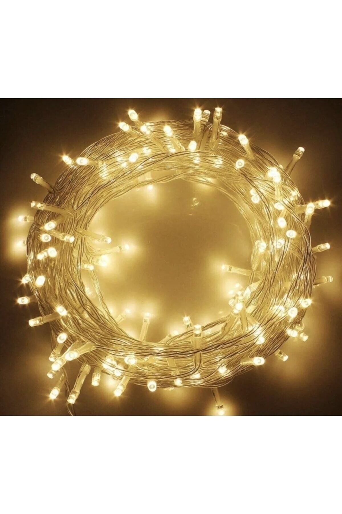 Led 10 Metre 100 Ledli Şeffaf Kablolu Fişli Led Işık - Yılbaşı Süsü Günışığı(SARI) -ev-dekorasyon