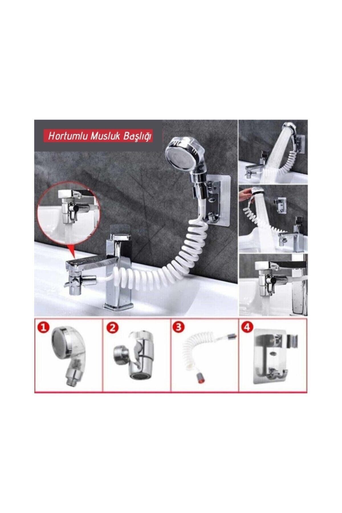 Şifa-ınur 2 In 1 Spiral Hortumlu Ayarlanabilir Hareketli Banyo Mutfak Lavabo Musluk Duş Başlığı