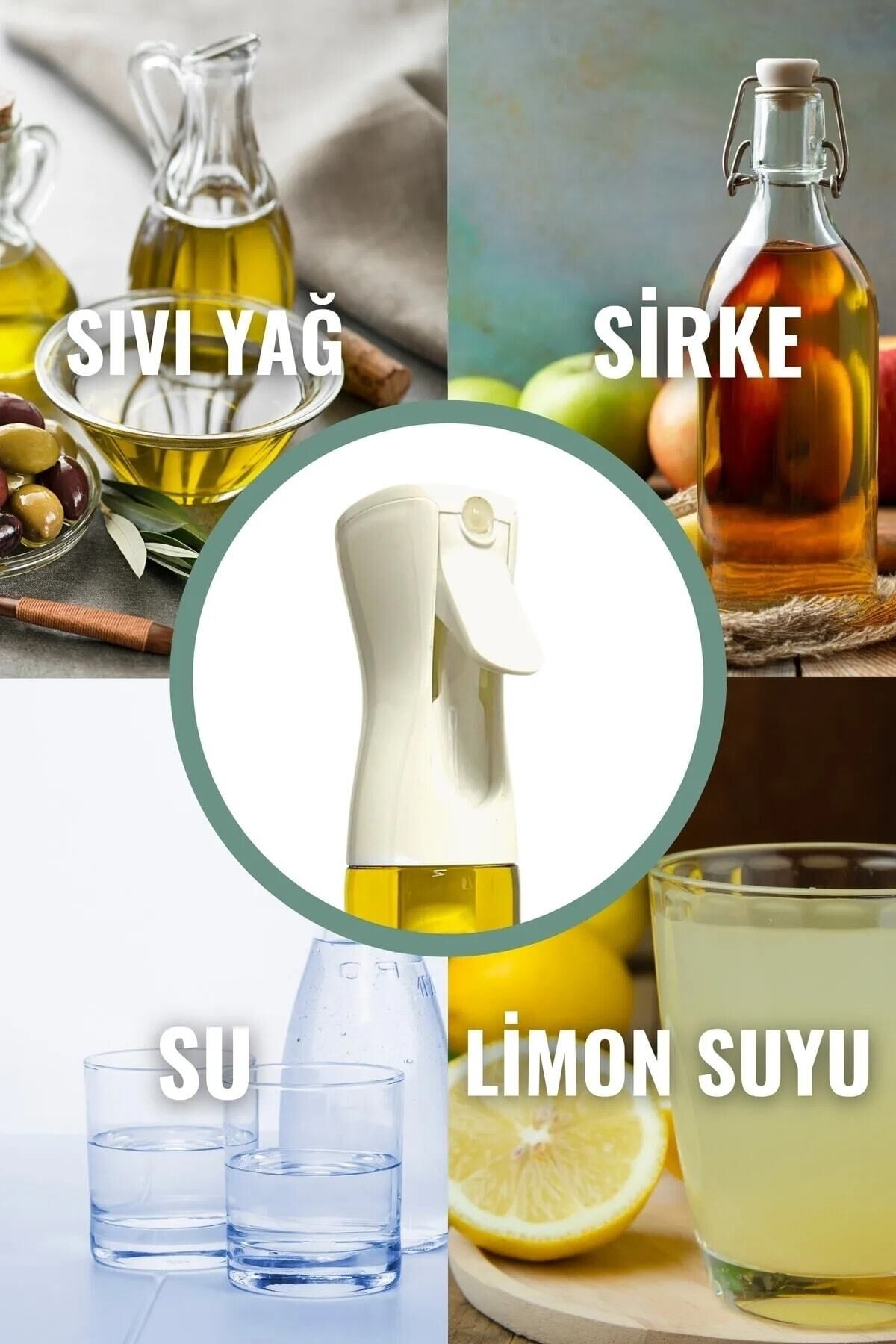 Sprey Cam Yağlık Air Fryer Fritöz Yağ Püskürtücü beyaz - Tek Ebat