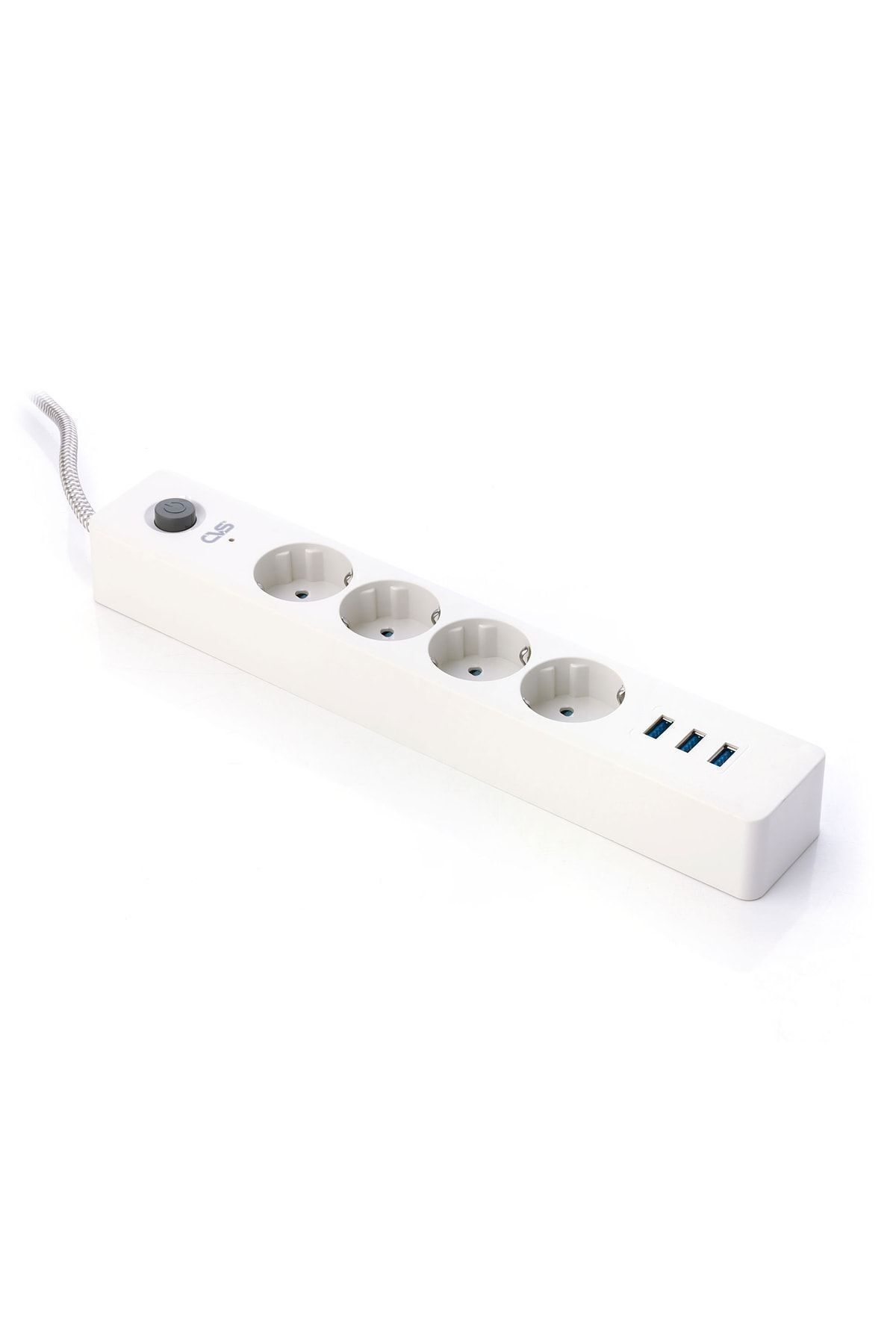 Termal Akım Korumalı Çocuk Korumalı 4lü 2 Mt Uzatma 4xpriz Kablolu 3 Usb beyaz - Tek Ebat