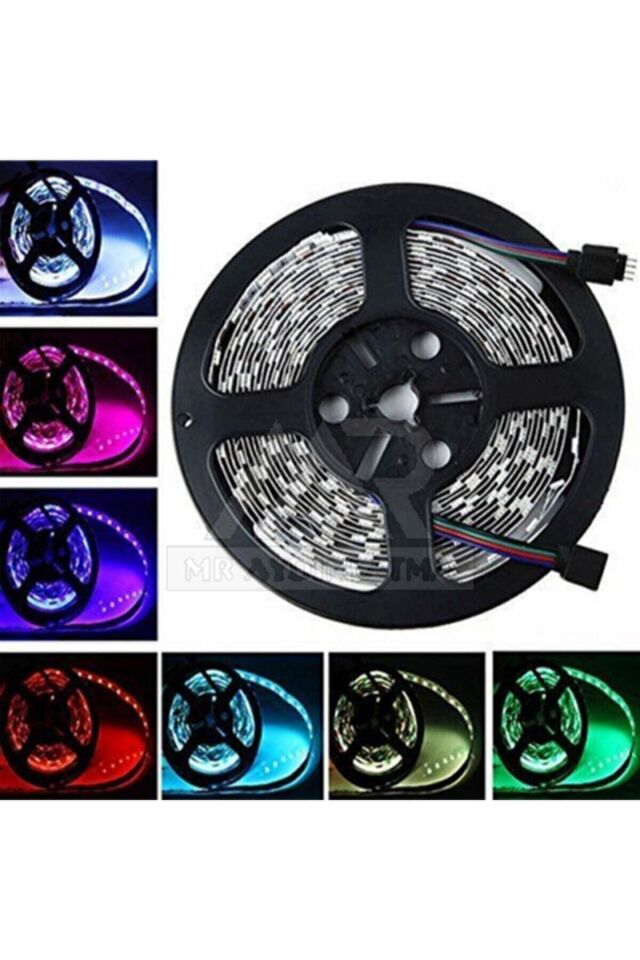 3 Çipli Büyük Adaptörlü 5 Mt 16 Renkli Set Rgb Şerit Led+kumanda