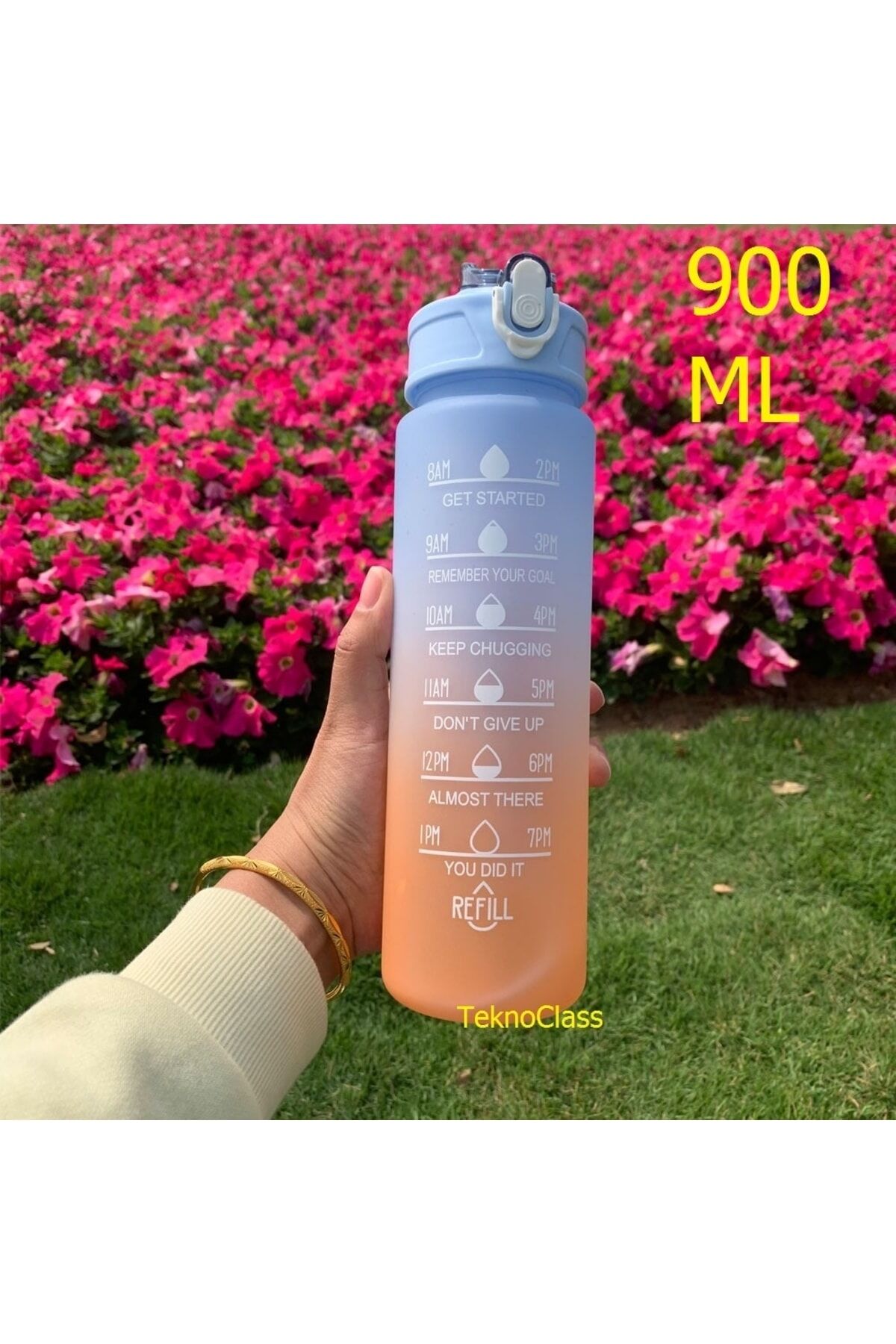 Motivasyonel Su Matarası Su Şişesi Suluk 900 Ml Tritan Spor Salonu Su Şişesi Bpa Içermez Suluk Yeşil - Tek Ebat