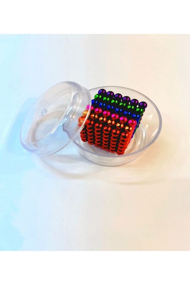 5mm 6 Renkli Neodyum Mıknatıslı Küre Zeka Gelişim Bilyesi 150 adet plastik kutuda