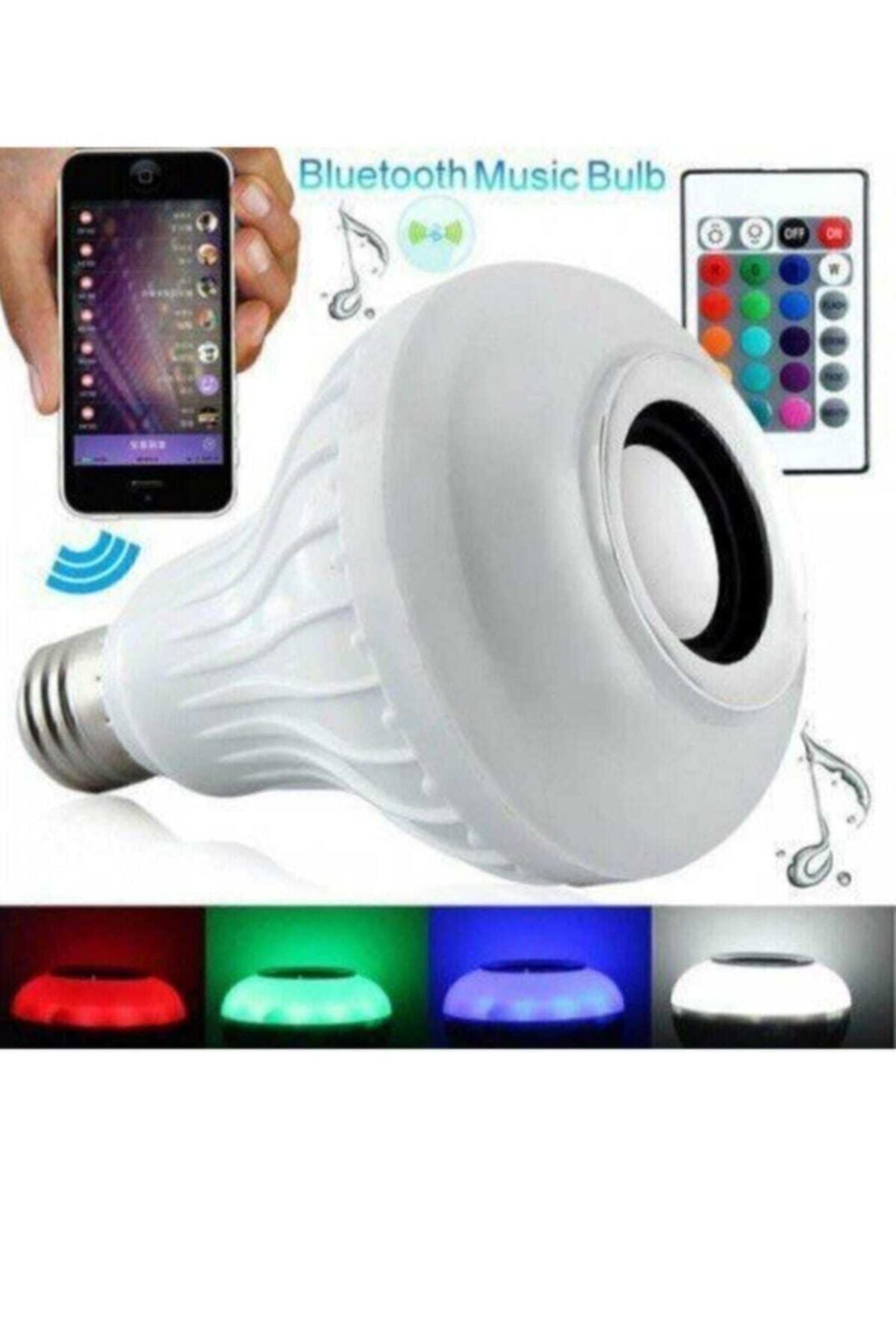Gece Lambası Bluetooth Hoparlör Rgb Ledli Lamba Kumandalı Mp3 Çalar Ampul Renkli Ampul