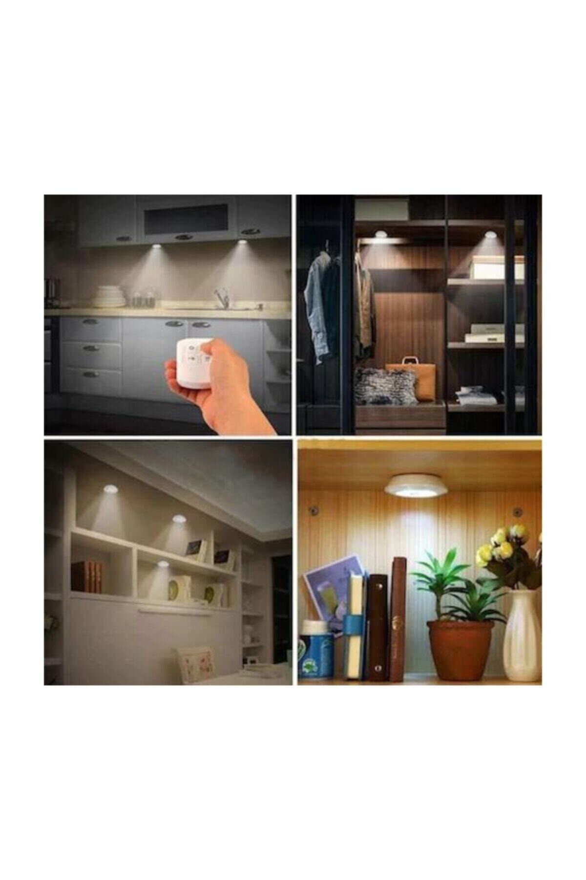 Uzaktan Kumandalı 3 Lü Spot Led Lamba Kablosuz Pilli Işıldak T1240