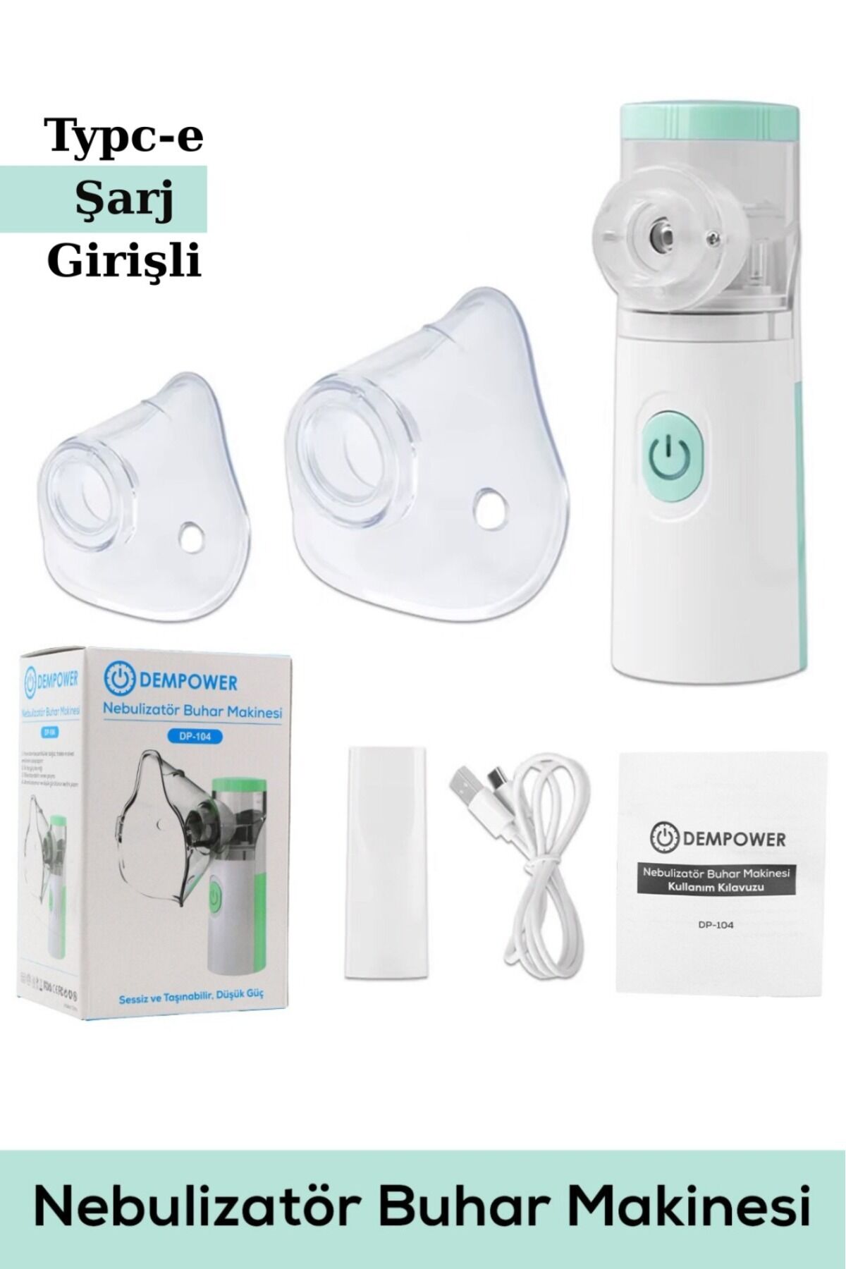 Nebulizatör Taşınabilir Mesh Hava Makinesi - TYPC ŞARJLI Tek Ebat