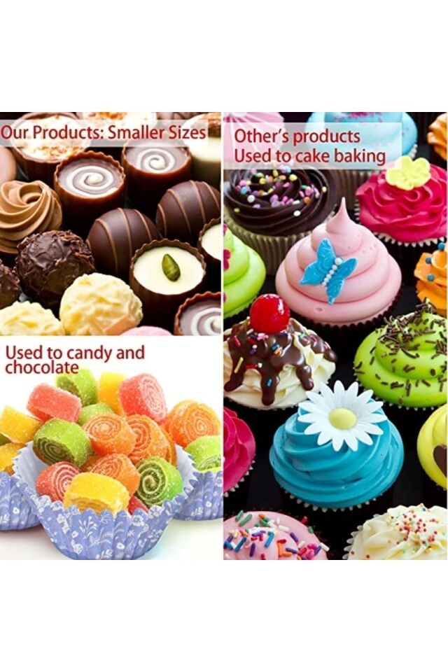 200 Adet Renkli Muffin Cupcake Kalıpları Kek Kapsülü Cupcake Muffin Kağıdı Çok Renkli - Tek Ebat
