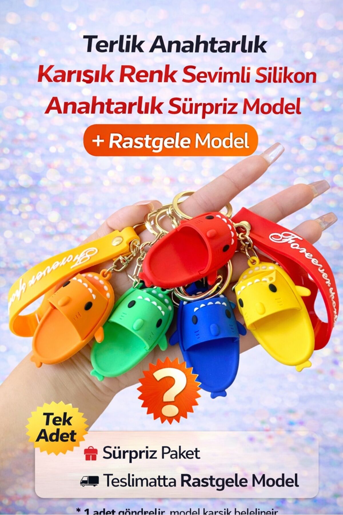 Terlik Anahtarlık Karışık Renk Sevimli Silikon Anahtarlık Sürpriz Model