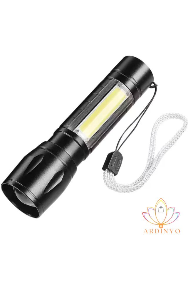 Ultra Güçlü 2500 Lumen 5w Cob Led Usb Şarjlı El Feneri Avcılık,kamp Feneri Deprem Çantalık Fener Siyah - Tek Ebat