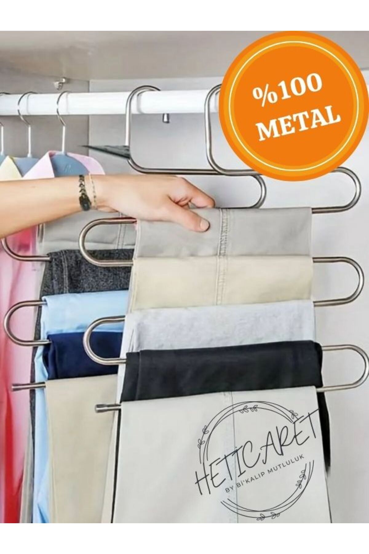 Dekoratif 5 Bölmeli Metal Elbise Askısı & Dolap Içi Krom Pantolon Askısı Çoklu Askılık NoColor-1451f2b0 - Tek Ebat