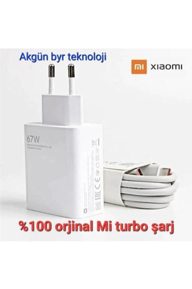 Xiaomi 67w %100 Orjinal Turbo Şarj Cihazı Aleti Beyaz - Tek Ebat