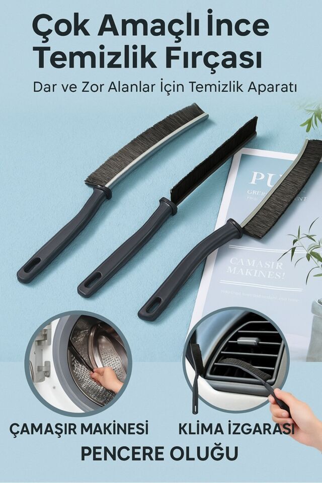 Çok Amaçlı Multi Ince Temizlik Fırçası Derz Arası Banyo Mutfak Lavabo Detay Temizleme Fırçası 1 Adet