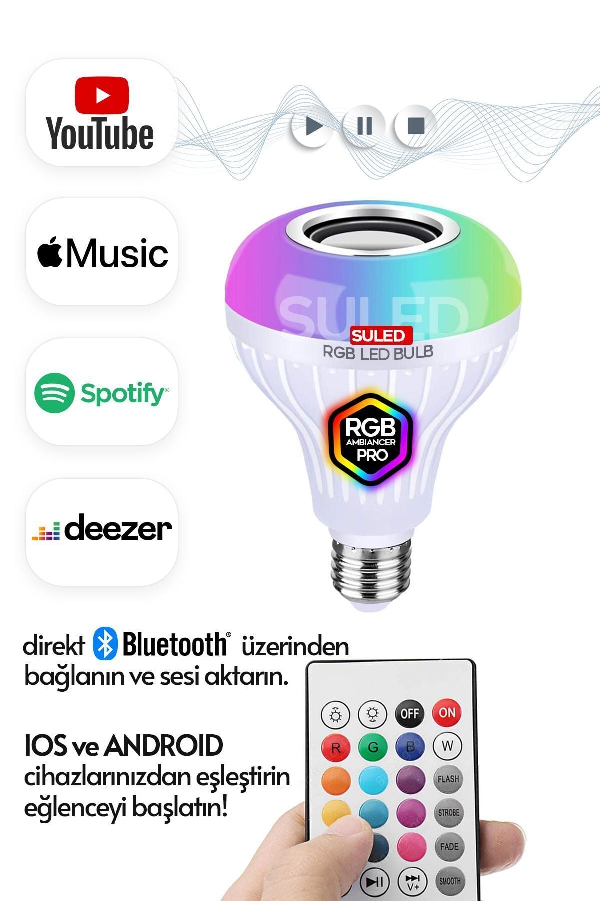 Sl-1015 Bluetooth Hoparlör Ve Lamba Uzaktan Kumandalı Ampül
