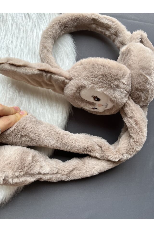 Hareketli Peluş Kulaklık Oynar Kulaklı Sesli Tavşanlı Peluş Kulaklık
