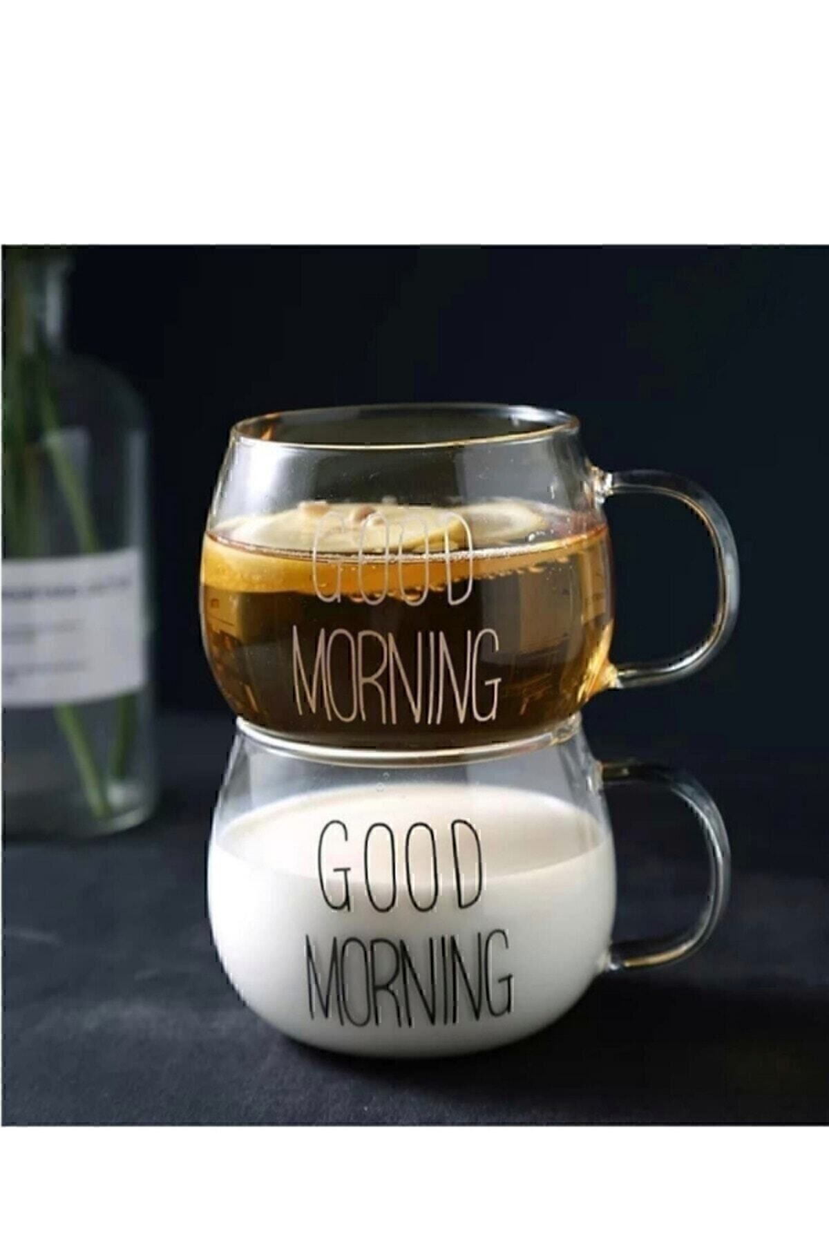 2 Li Good Morning Günaydın 400 ml Borosilikat Cam Kupa Fma00618 No Color - Tek Ebat