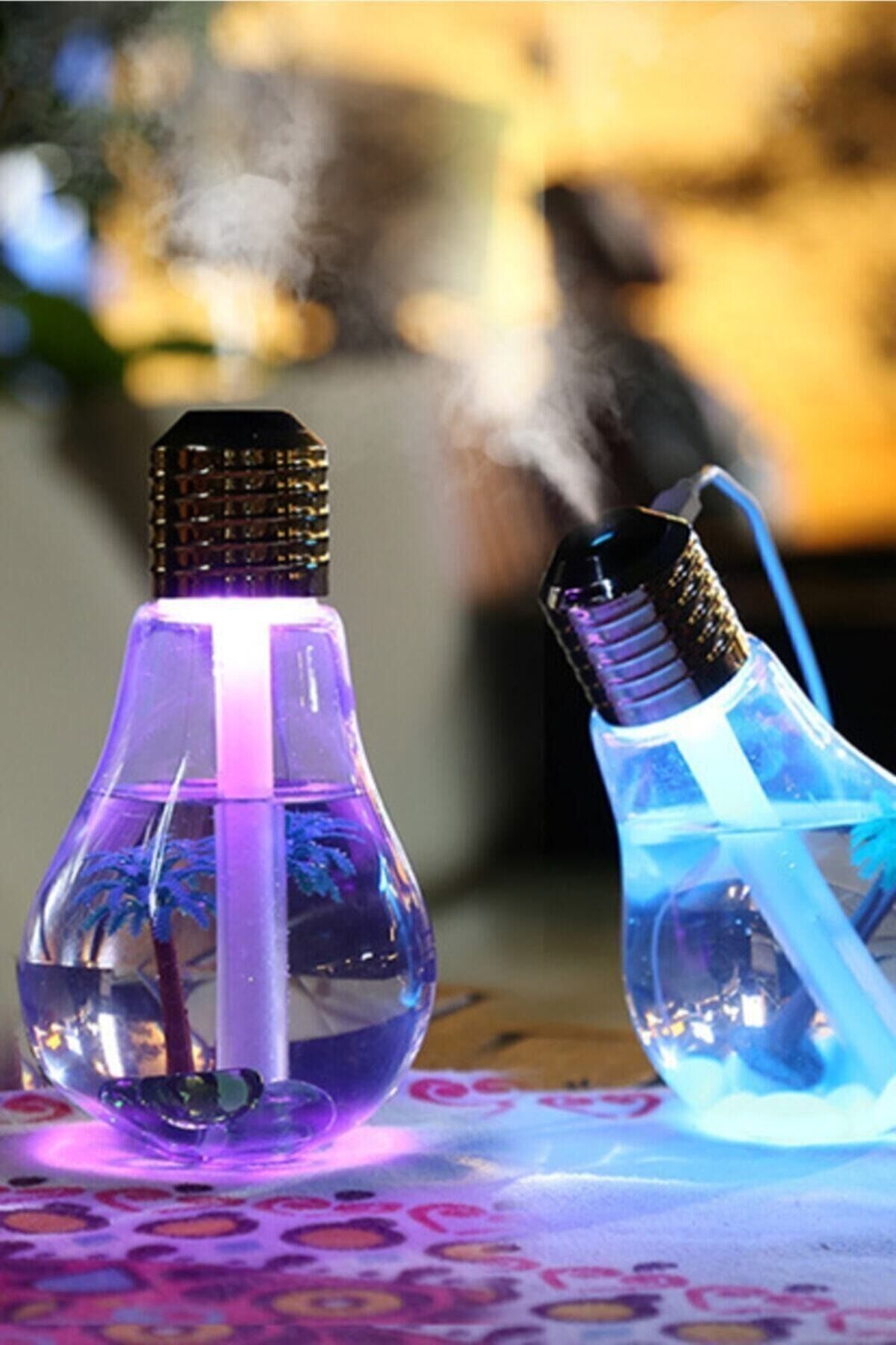 Led Işıklıı Hava Nemlendirici Buhar Makinası Ampül Karışık - Tek Ebat