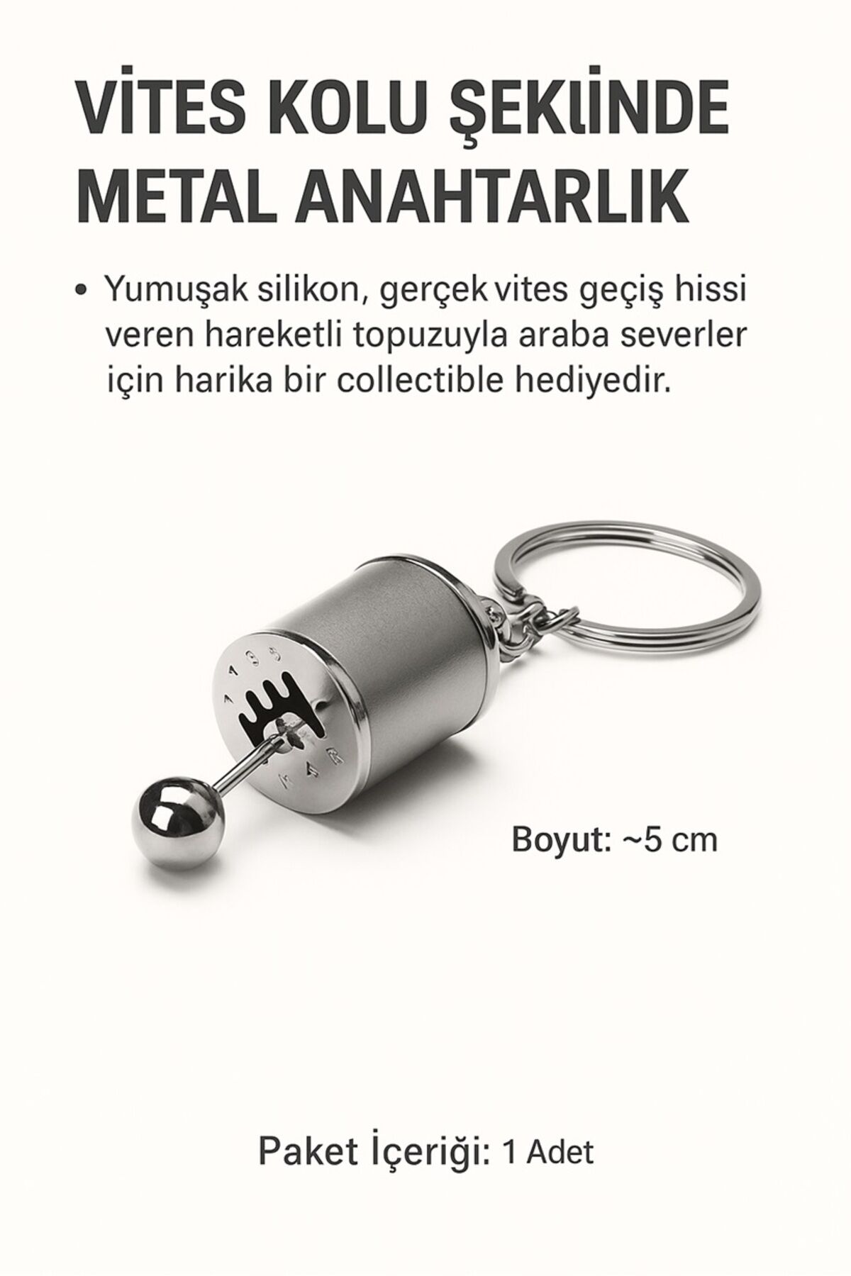 Vites Kolu Şeklinde Metal Anahtarlık – Hareketli Vites Mekanizmalı