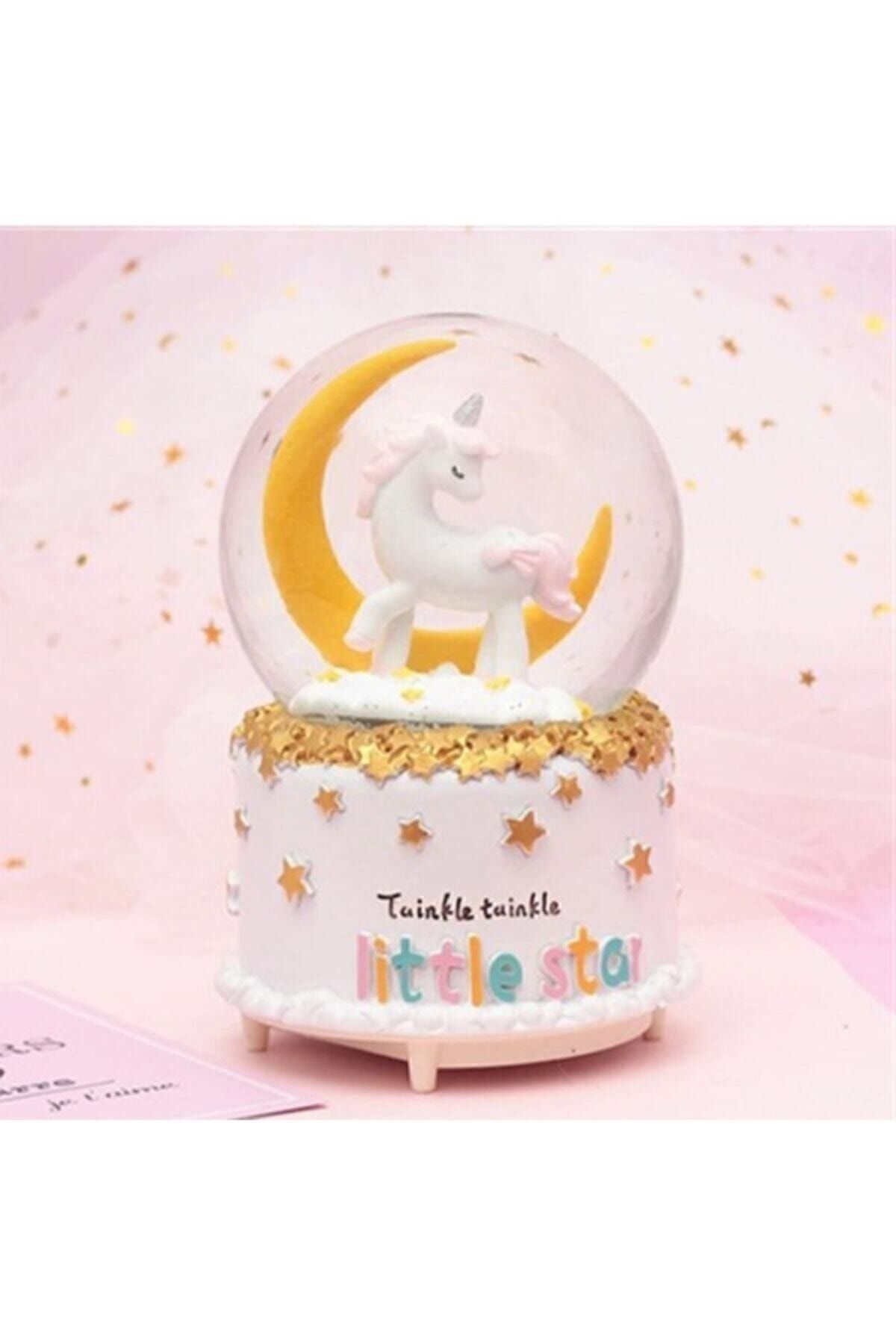 Işıklı Unicorn Moon Orta Boy Kar Küresi