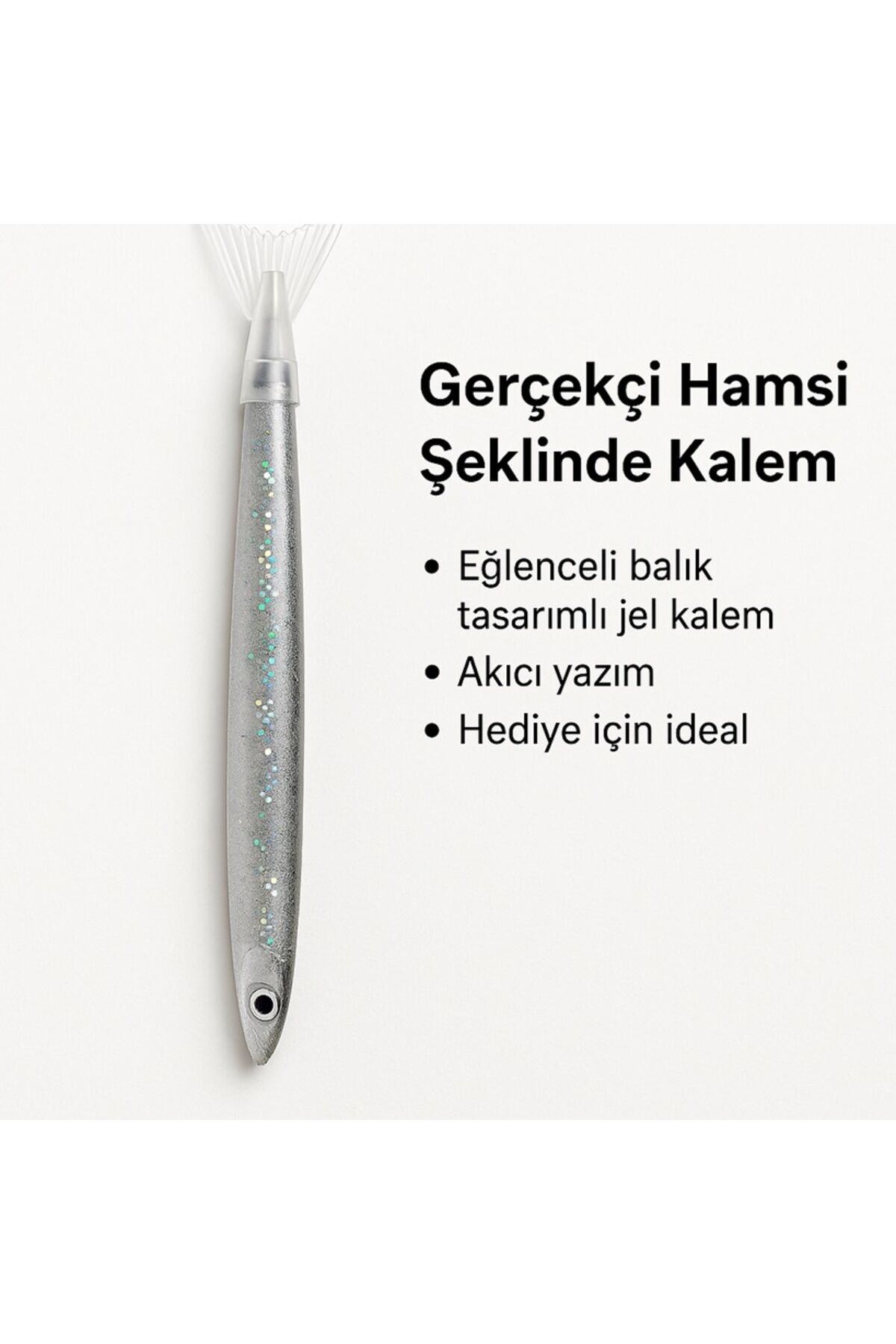 Gerçekçi Hamsi Şeklinde Kalem – Eğlenceli Balık Tasarımlı Jel Kalem