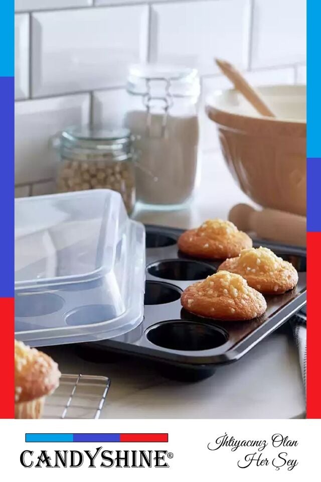 12' Li Teflon Muffin Cupcake Fırın Tepsisi Yapışmaz Çörek Kek
