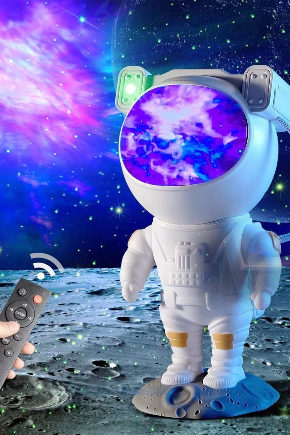 Astronot Figürlü Galaxy Projeksiyon Gece Lambası – Uzaktan Kumandalı RGB Renkli Yıldız Işıklı Lamba