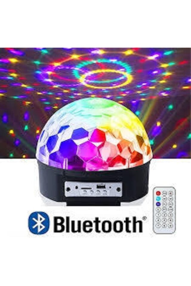Disko Topu Ses Bombası Led Işıklı Projeksiyonlu Hoperlörlü Bluetooth Sd Usb Siyah - Tek Ebat