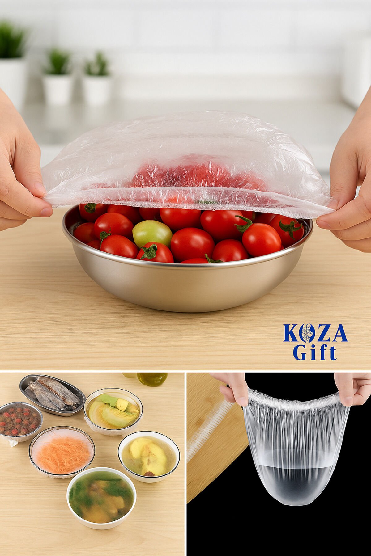 100 Adet Lastikli Tazeliği Koruyan Tencere ve Tabak Bonesi Esnek Strech Kapak