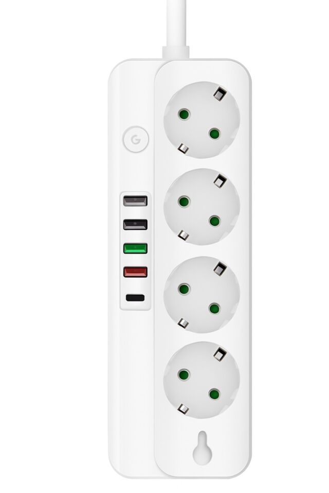 Dn 9274 Akım Korumalı 4'lı Priz, 5'lü Usb Priz gri - Tek Ebat