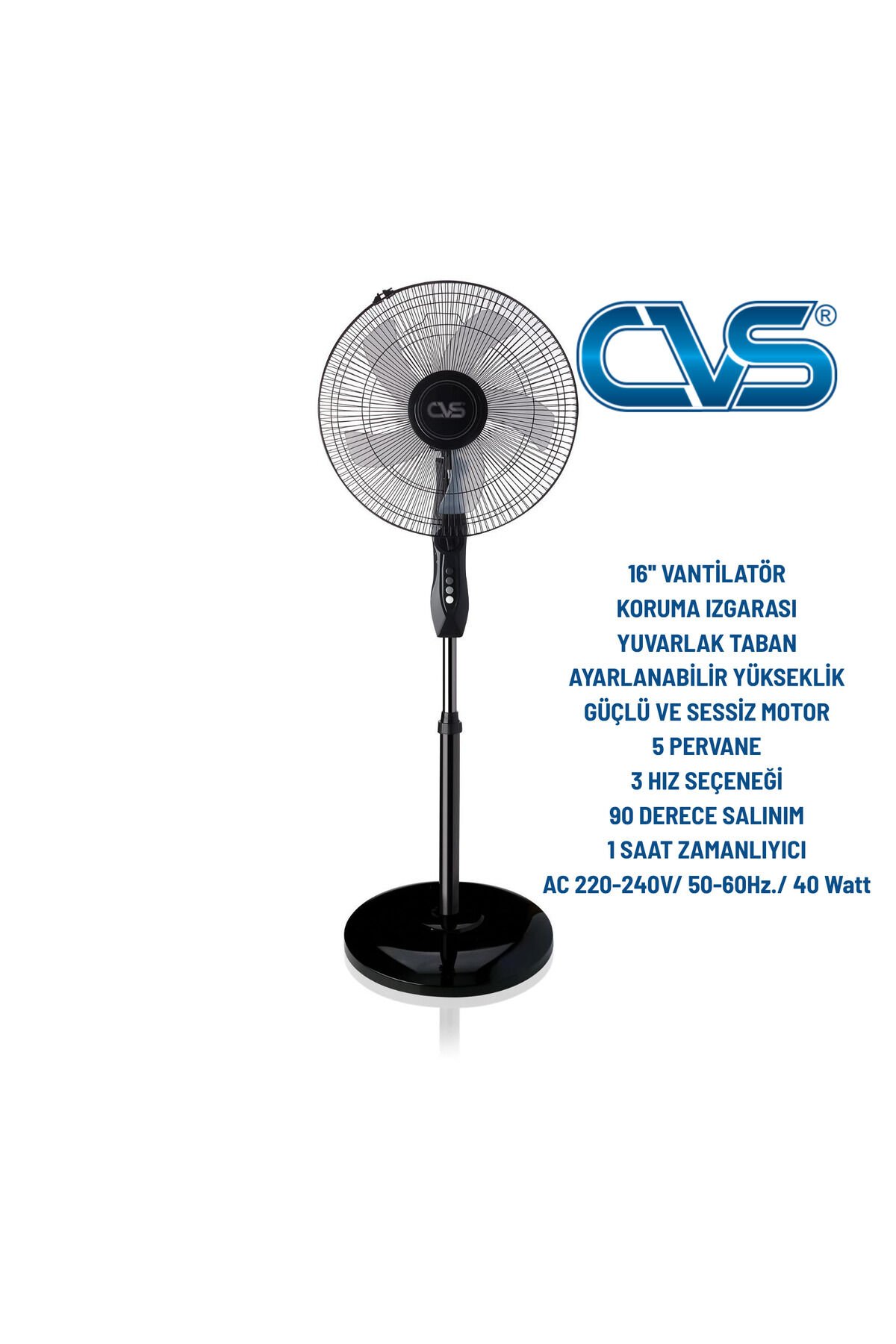 Dn 91018 Zaman Ayarlı Yuvarlak Ayaklı 16'' Vantilatör siyah - Tek Ebat