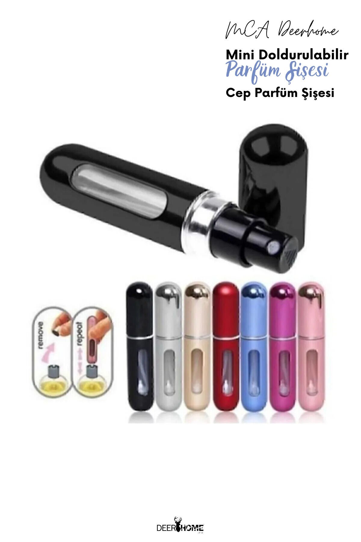 Mini Doldurulabilir Parfüm Şişesi Cep Parfüm Şişesi Seyahat Boy- 1 Adet- TR 1'li 5 ml