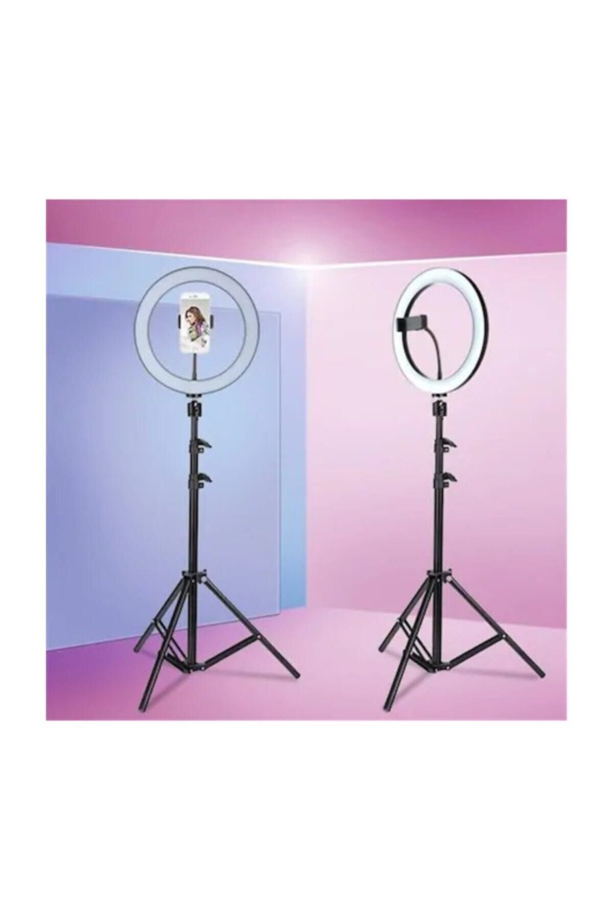 Ring 10'' Selfıe Işık Standı (210 Cm) Self-01 SİYAH BEYAZ - Tek Ebat