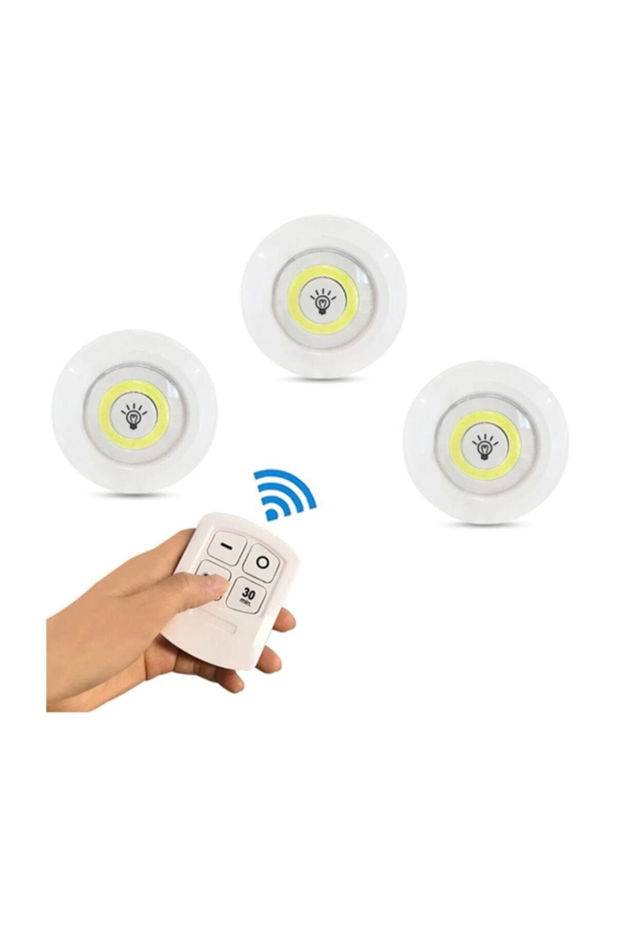 Uzaktan Kumandalı 3lü Led Lamba Kablosuz Pilli Işıldak Tek Ebat