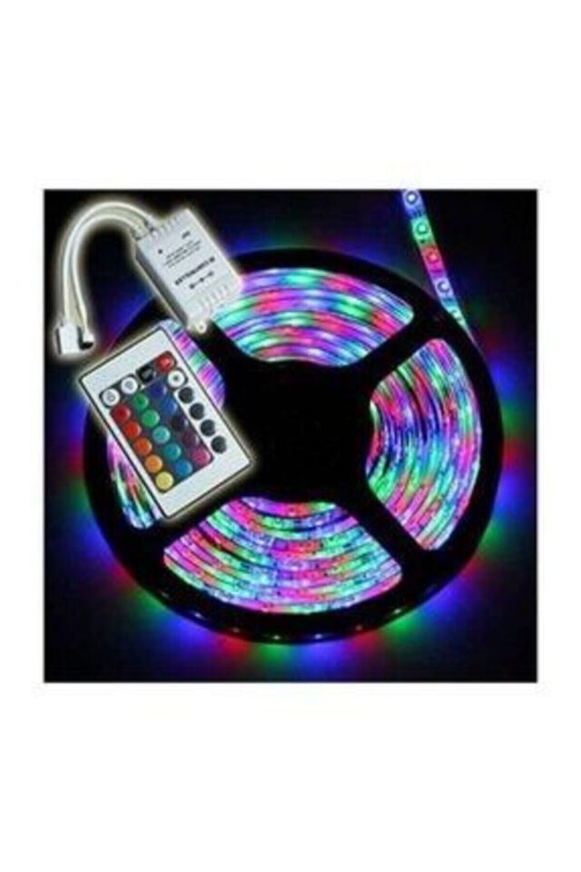 5mt Kumandalı Işıldak Rgb Şerit Led Lamba Iç Ve Dış Mekan Silikon Yapışkanlı Aydınlatma karışık - Tek Ebat