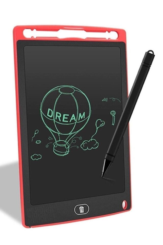 Dijital Kalemli Çizim Yazı Tahtası Not Yazma Eğitim Tableti Writing Tablet 8,5 Inç Kırmızı